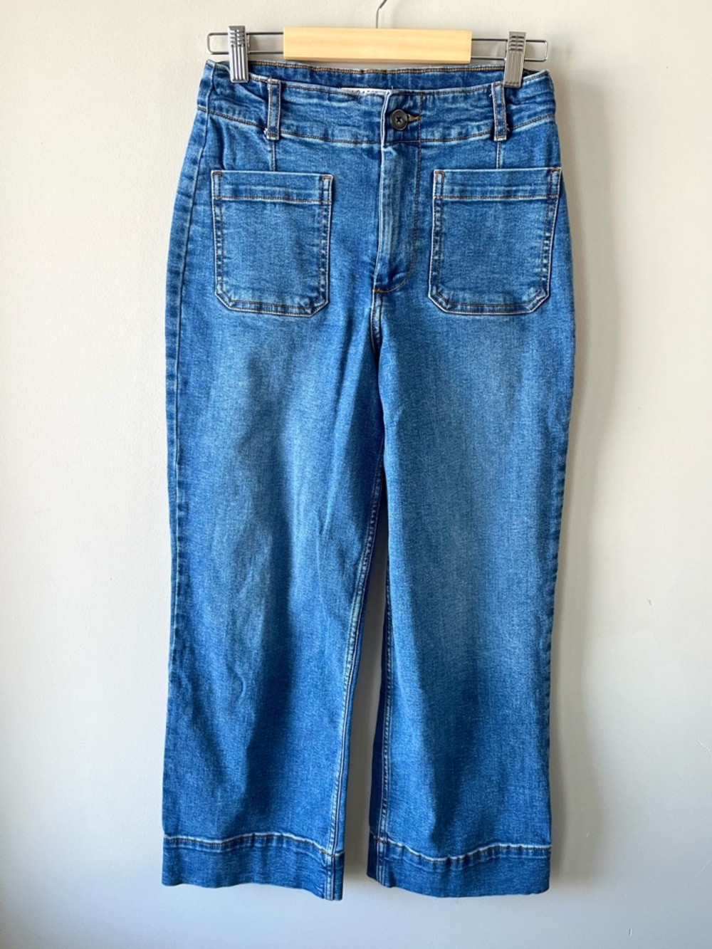 Bagatelle Collection Wide Leg High-Rise Modern Cropped Jeans Size 27 Med Wash